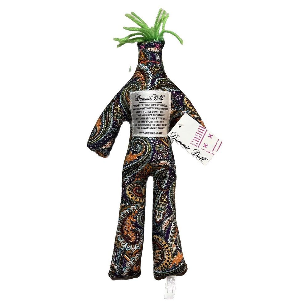Original Dammit Doll - 12" Stuffed Paisley  - Stress Reliever Or Voodoo Doll NWT